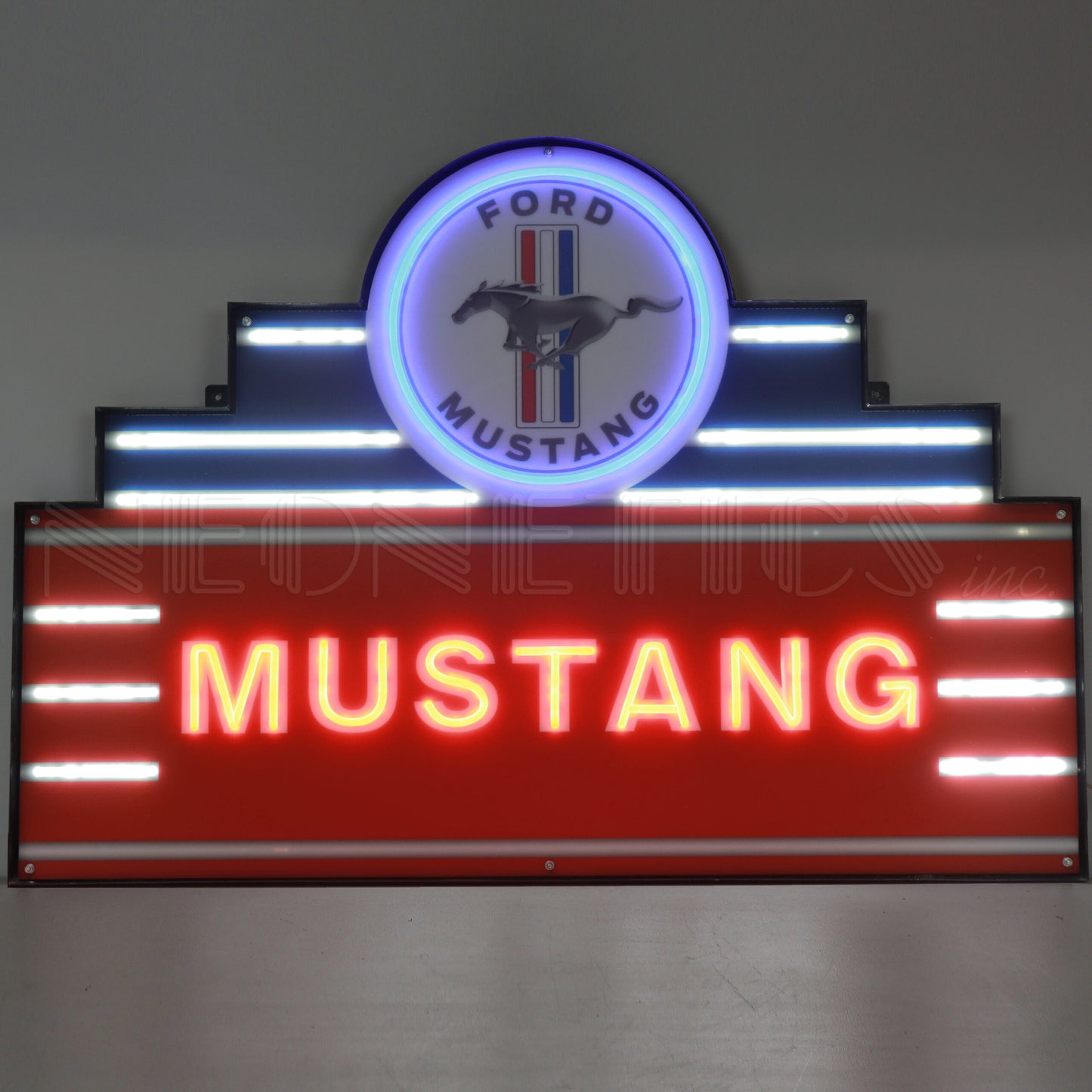 ART DECO MARQUEE MUSTANG LED FLEX-NEON SIGN IN STEEL CAN