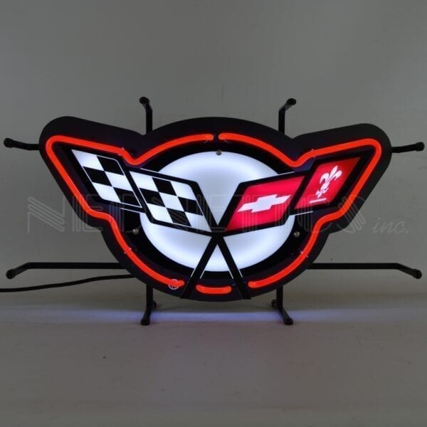 CORVETTE C5 FLAGS NEON SIGN WITH BACKING