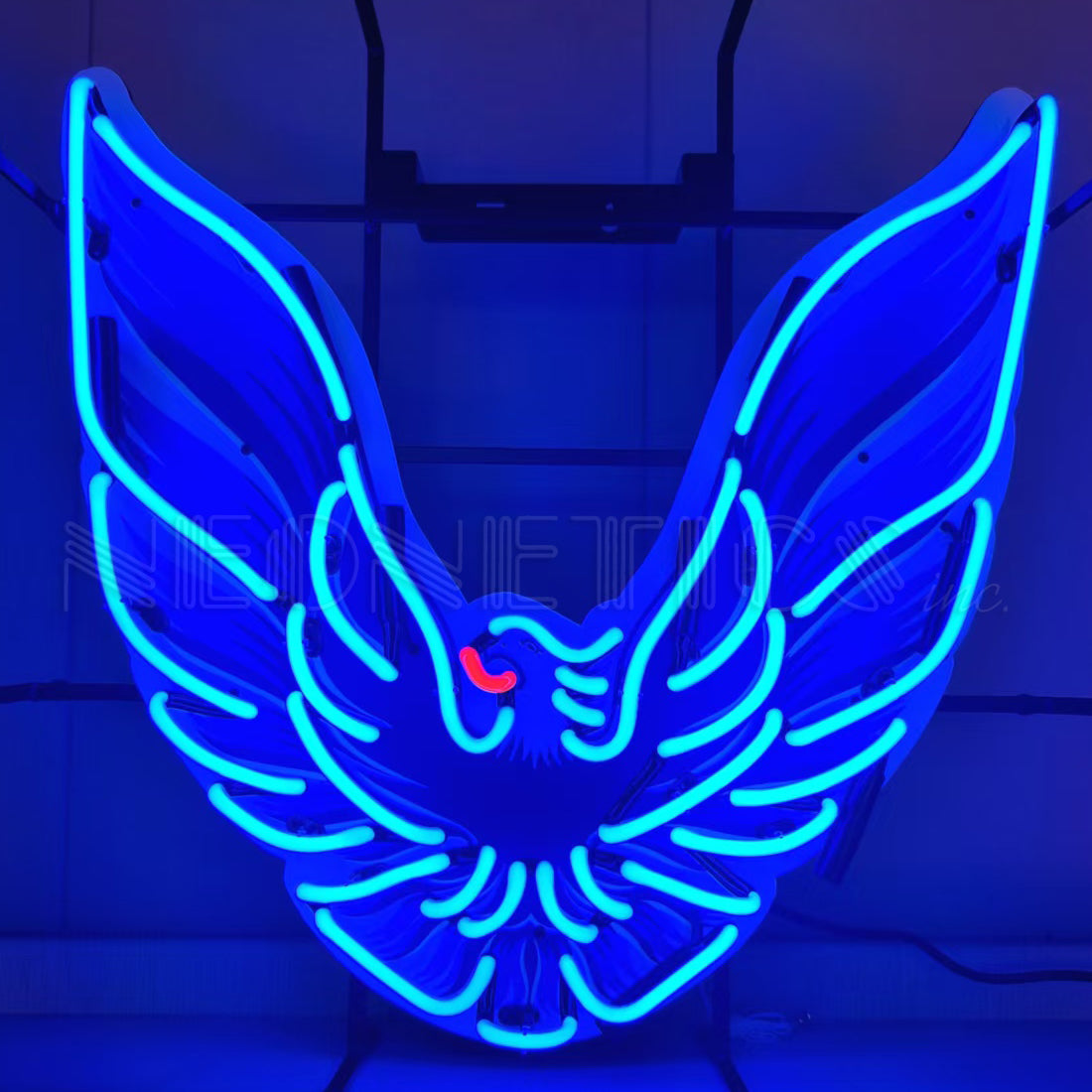 GM – PONTIAC FIREBIRD BLUE NEON SIGN WITH BACKING