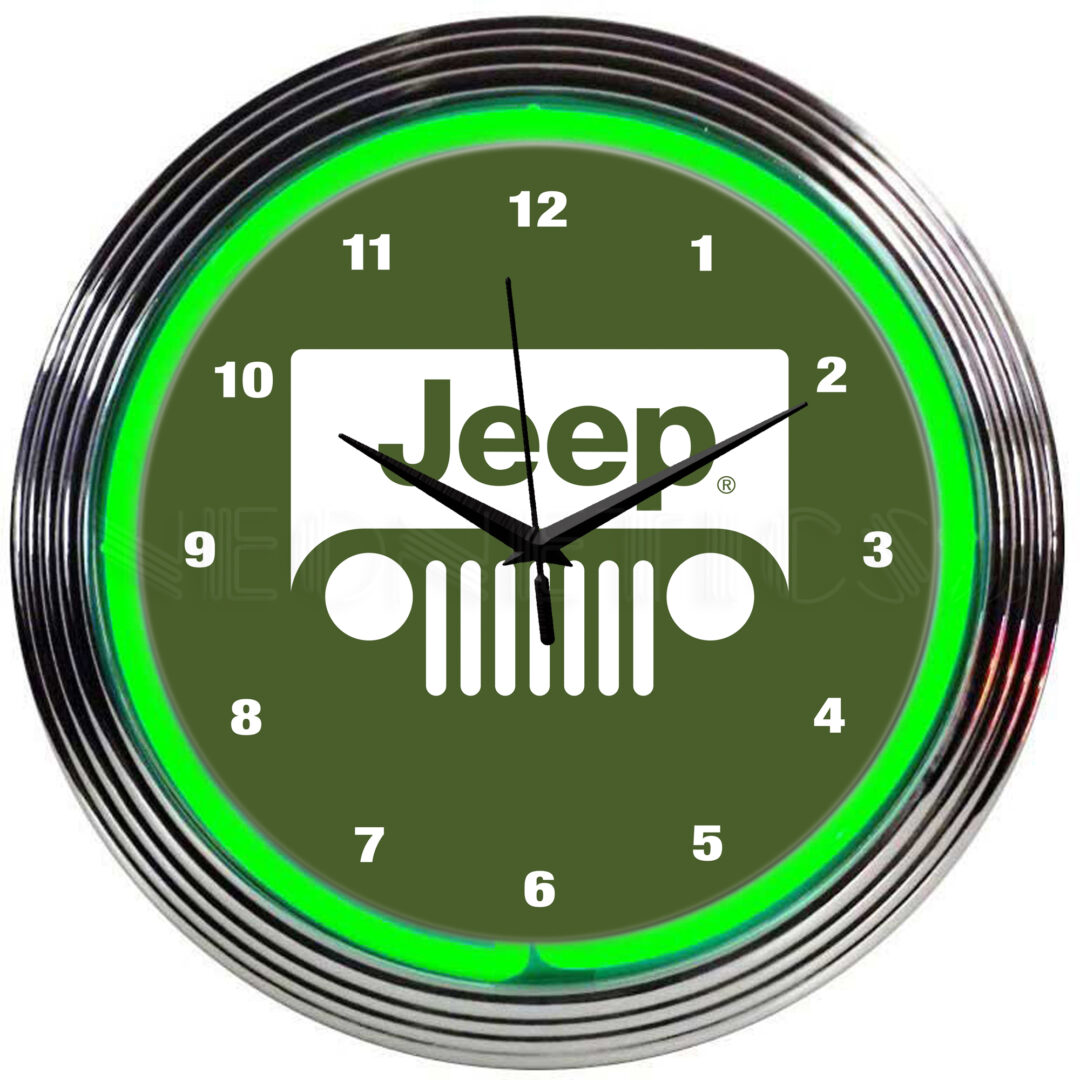 JEEP GREEN NEON CLOCK