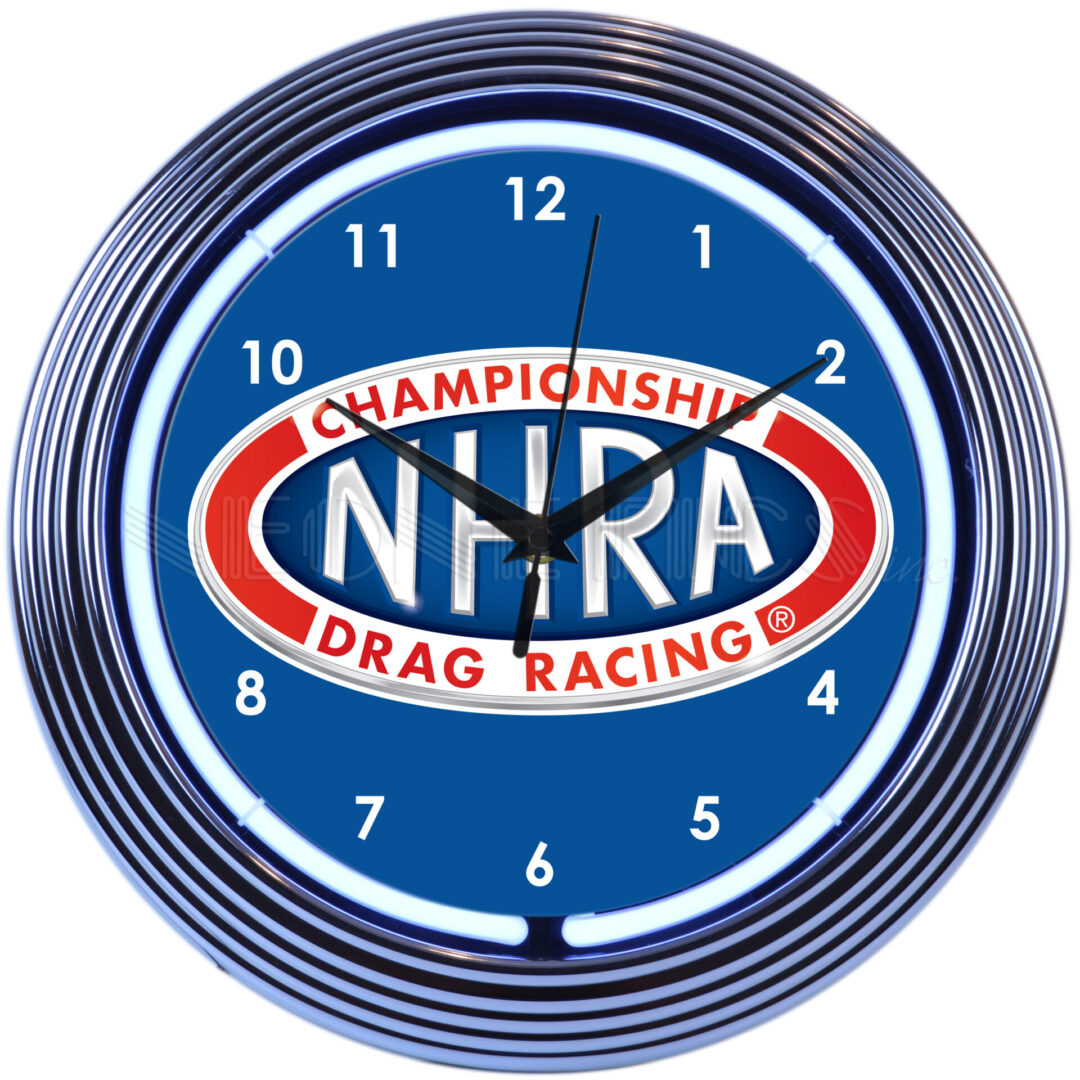 NATIONAL HOT ROD ASSOCIATION NHRA NEON CLOCK