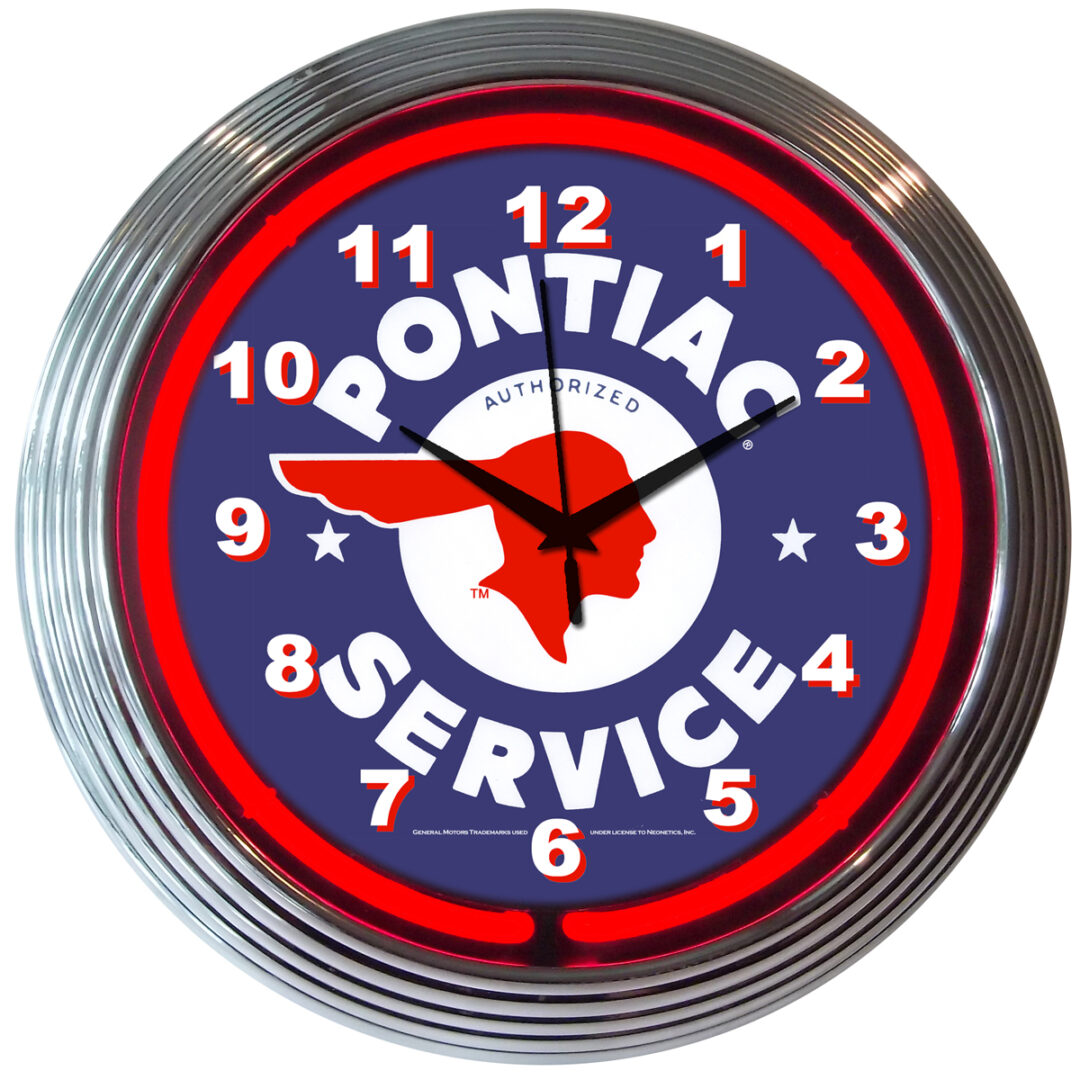 PONTIAC SERVICE NEON CLOCK
