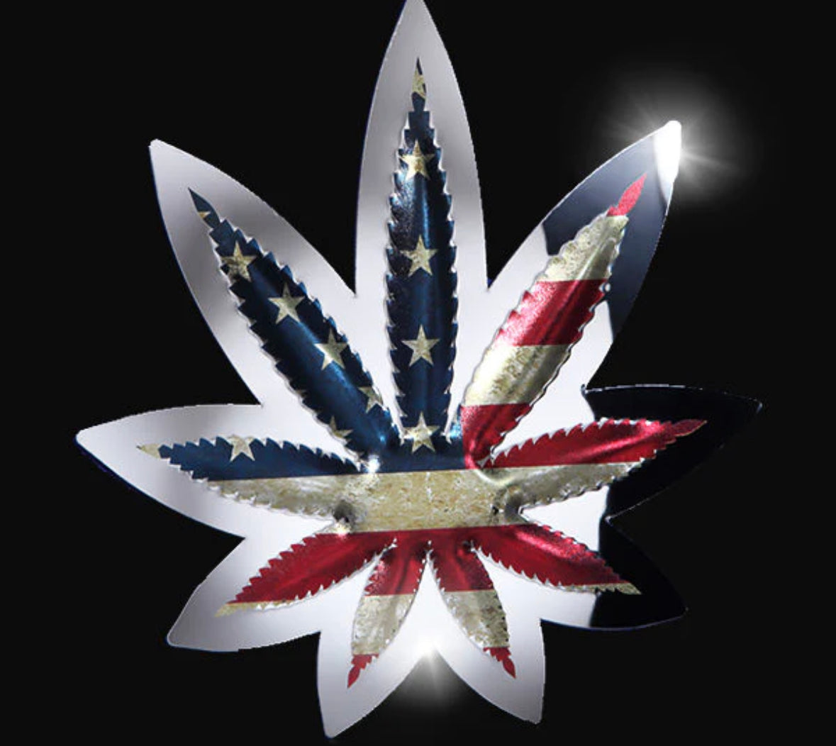 Cannabis Leaf USA Metal Sign
