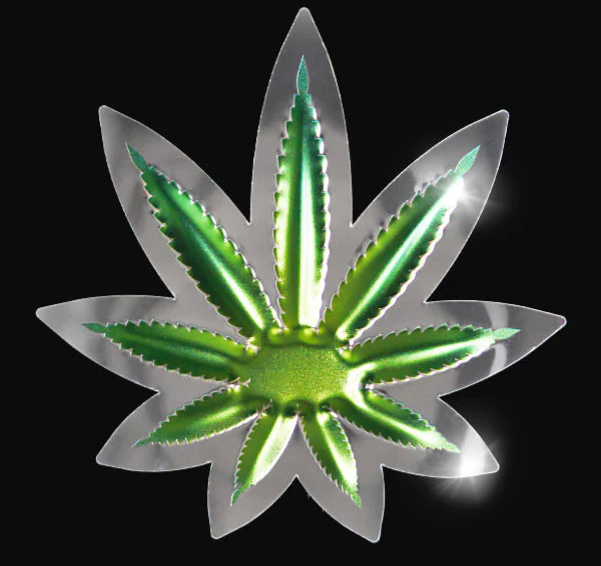 Cannabis Leaf Green Metal Sign