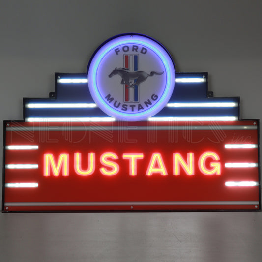 ART DECO MARQUEE MUSTANG LED FLEX-NEON SIGN IN STEEL CAN