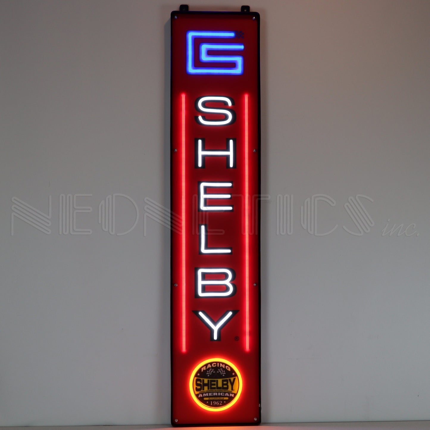 SHELBY VERTICAL LED FLEX-NEON SIGN IN STEEL CAN