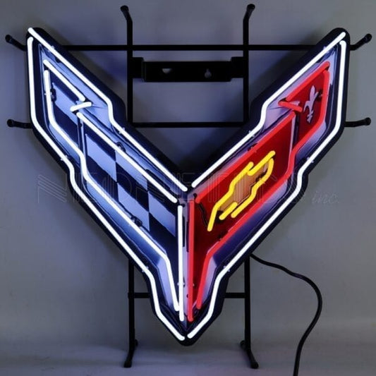 CORVETTE C8 NEON SIGN WITH BACKING