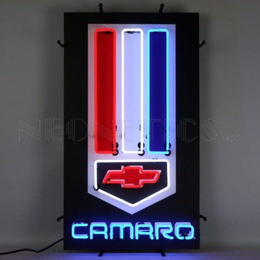 CAMARO NEON SIGN WITH BACKING VERTICAL