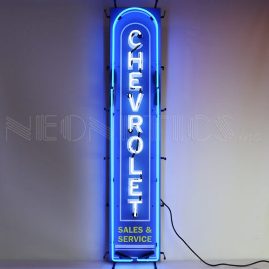CHEVROLET VERTICAL NEON SIGN WITH BACKING