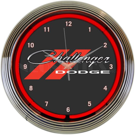 DODGE CHALLENGER RED NEON CLOCK