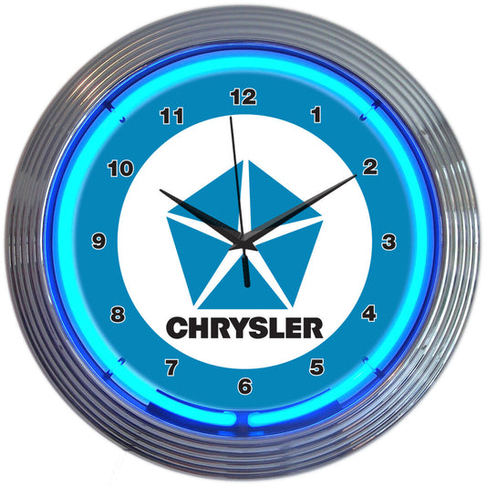CHRYSLER BLUE PENTASTAR NEON CLOCK