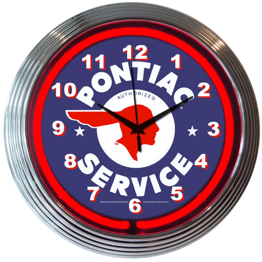 PONTIAC SERVICE NEON CLOCK