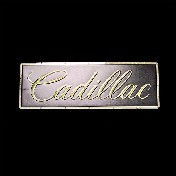 Cadillac Classic Script Metal Sign- Black and Gold