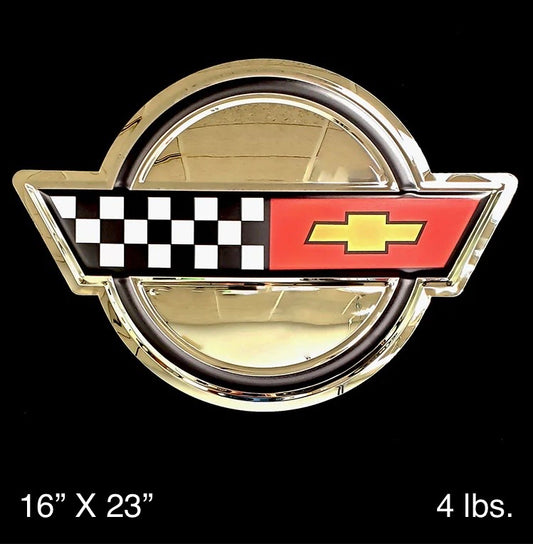 Corvette C4 Flags Emblem Metal Sign