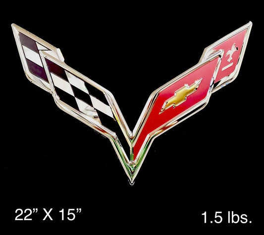 Corvette C7 Flags Emblem Metal Sign