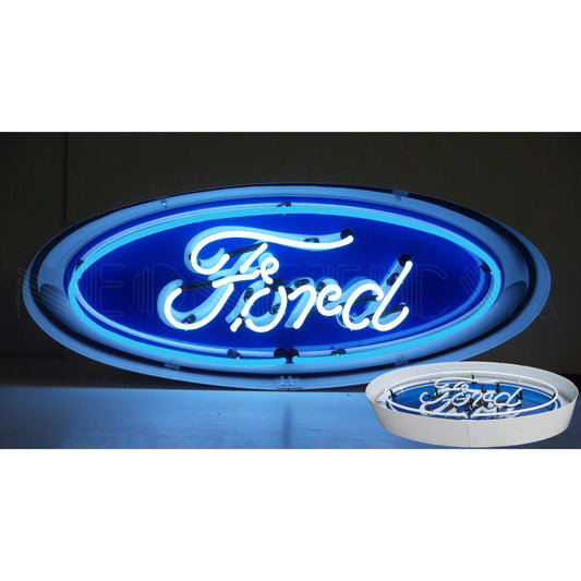 FORD OVAL NEON SIGN IN STEEL CAN