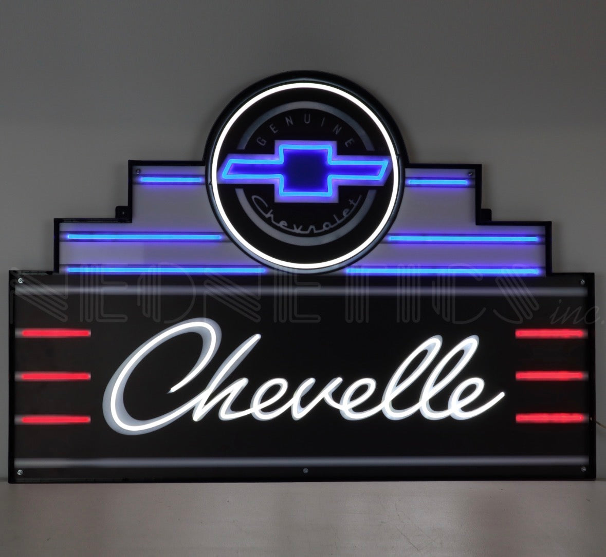 ART DECO MARQUEE CHEVELLE LED FLEX-NEON SIGN IN STEEL CAN