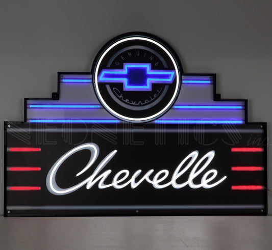 ART DECO MARQUEE CHEVELLE LED FLEX-NEON SIGN IN STEEL CAN