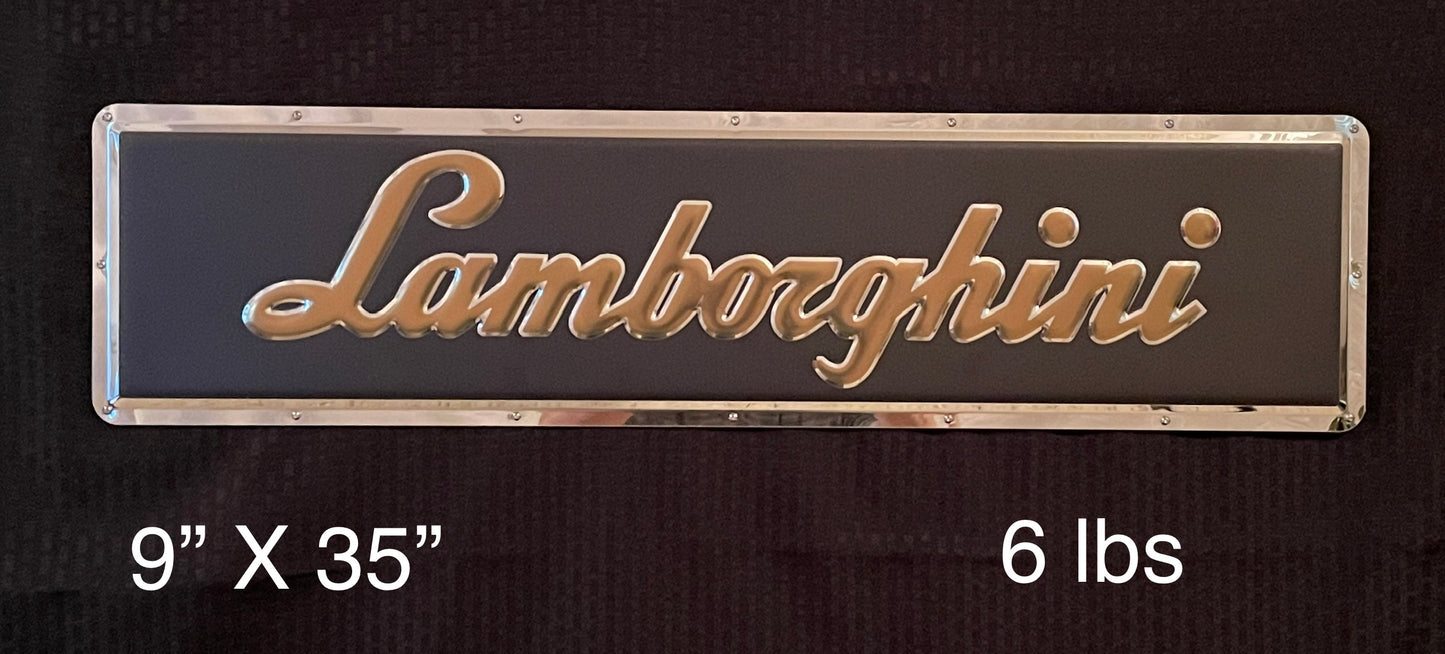 Lamborghini Script Metal Sign