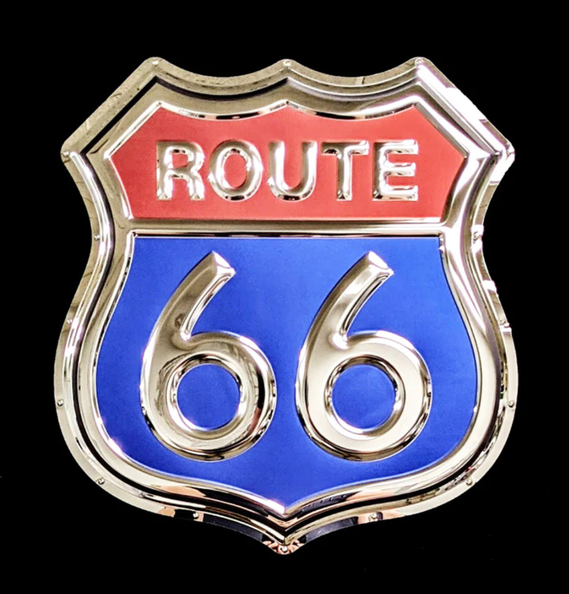 Route 66 Red and Blue XL Metal Sign